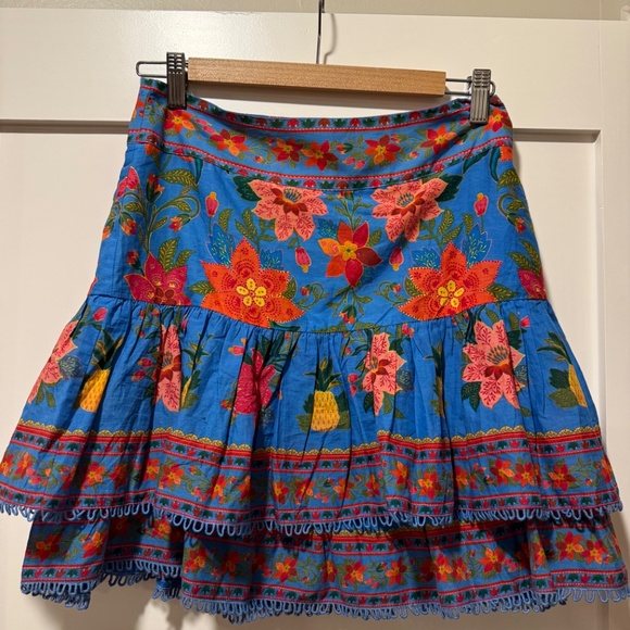 Farm Rio Blue Tropical Tapestry Floral Mini Skirt (Small) - Picture 6 of 9